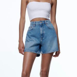 Zara BRAND NEW denim bermuda shorts high waisted